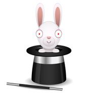 Rabbit sits in hat of conjurer N2