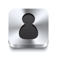 Square metal button perspektive - user icon