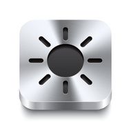 Square metal button perspektive - sun icon