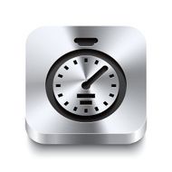 Square metal button perspektive - stopwatch icon