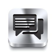 Square metal button perspektive - speech bubbles icon