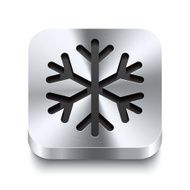 Square metal button perspektive - snowflake icon
