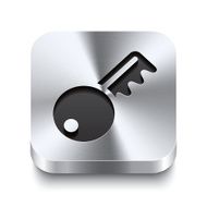 Square metal button perspektive - key icon