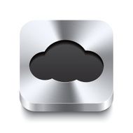 Square metal button perspektive - cloud icon