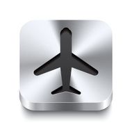 Square-metal-button-perspektive-airplane