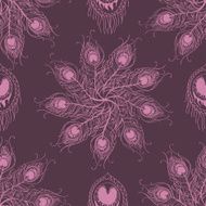 Seamless pattern of peacock feathers decoration