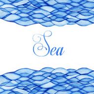 Watercolor waves sea theme blue maritime frame N2