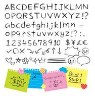 pencil hand drawn style alphabets set N2