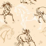 Proud Stallion Horse Seamless Pattern