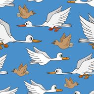 Seamless background Birds flying in the sky