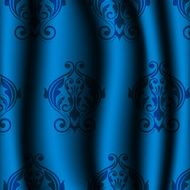 blue material with vintage pattern