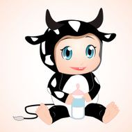 Baby in cow costume vector N2
