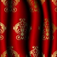 luxury red material with gold pattern