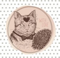 Cat with aster flower