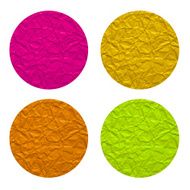 Crumpled paper background circle stick on white
