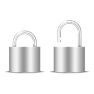 Padlock Icon Open And Closed Isolated On White