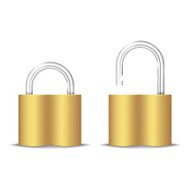 Padlock Icon Open And Closed Isolated On White N2