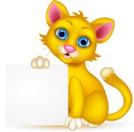 Cute cat cartoon with blank sign N2