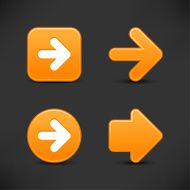 Orange arrow sign circle icon square web internet button