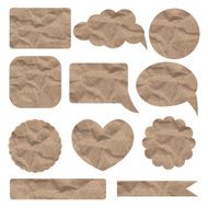 Set of crumpled paper stickers