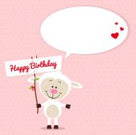 Little sheep with signboard and speech bubble