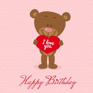 Little bear with big red heart N2
