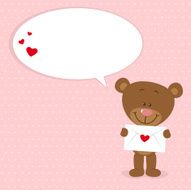 Little bear with loveletter and speech bubble N2