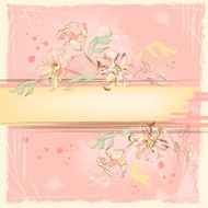 Sketch grunge flowers on watercolor background N2