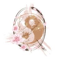 Letter Q in asian style
