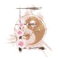 Letter E in asian style
