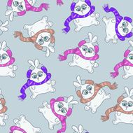 Seamless pattern with cute little bunnies