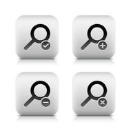 Loupe icon Square button Check mark plus minus delete sign