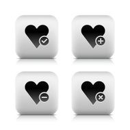 Heart icon Square button Check mark plus minus delete sign