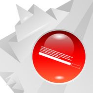 Red glossy button on Origami background