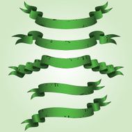 Green antique old scroll banner ribbon vector