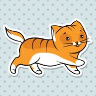 Red cute funny cat run Vector illustration