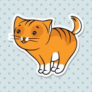 Red cute funny cat stand Vector illustration