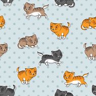 Seamless pattern with funny cats Vector illustration N3