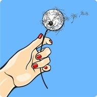 Hand with dandelion