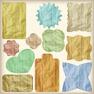 set of foil cut shiny striped vintage tags