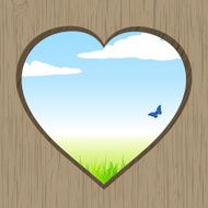 cut out heart on wood