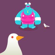 Princess Pound and feathered bird friends cartoon character illustration