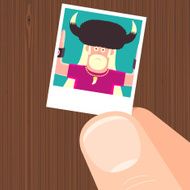 Polaroid picture of Uncle Bob cartoon character illustration