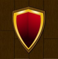shield on wooden plaque