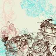 Fashion floral background with roses N2