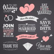 Collection of chalkboard wedding design icons