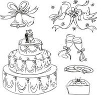 Wedding items collection in sketch style N2