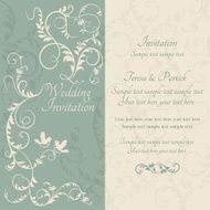 Baroque wedding invitation blue and beige N9