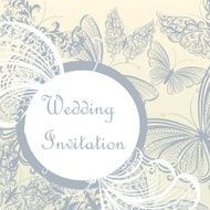 Invitation design with swirl butterflies in blue N2