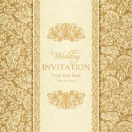 Baroque wedding invitation gold N3